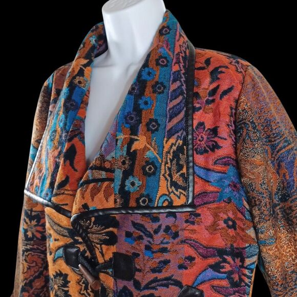 Parsley & Sage M Boho Southwestern Tapestry Wool Blend Toggle Jacket Artsy Coat - Picture 4 of 11